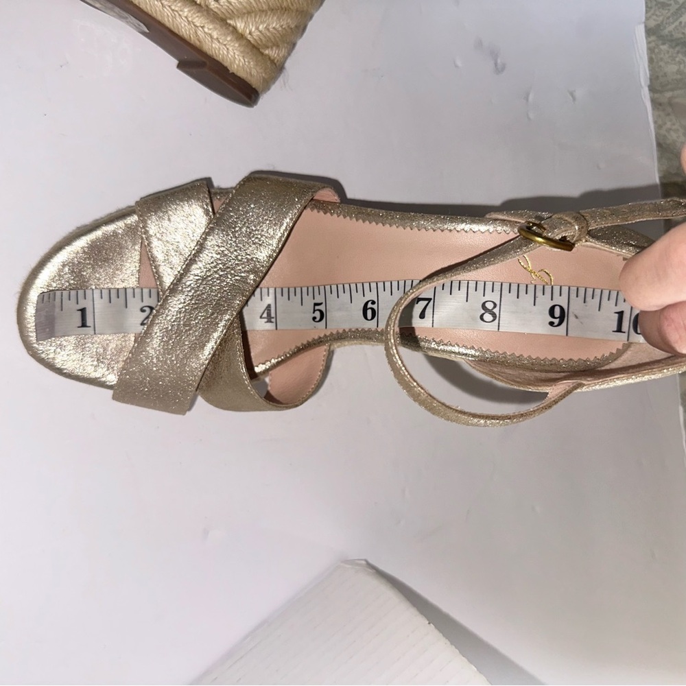 J. Crew Women’s Metallic Gold Wedge Espadrille Sandals with Ankle Strap-Size 8.5 - Picture 4 of 14